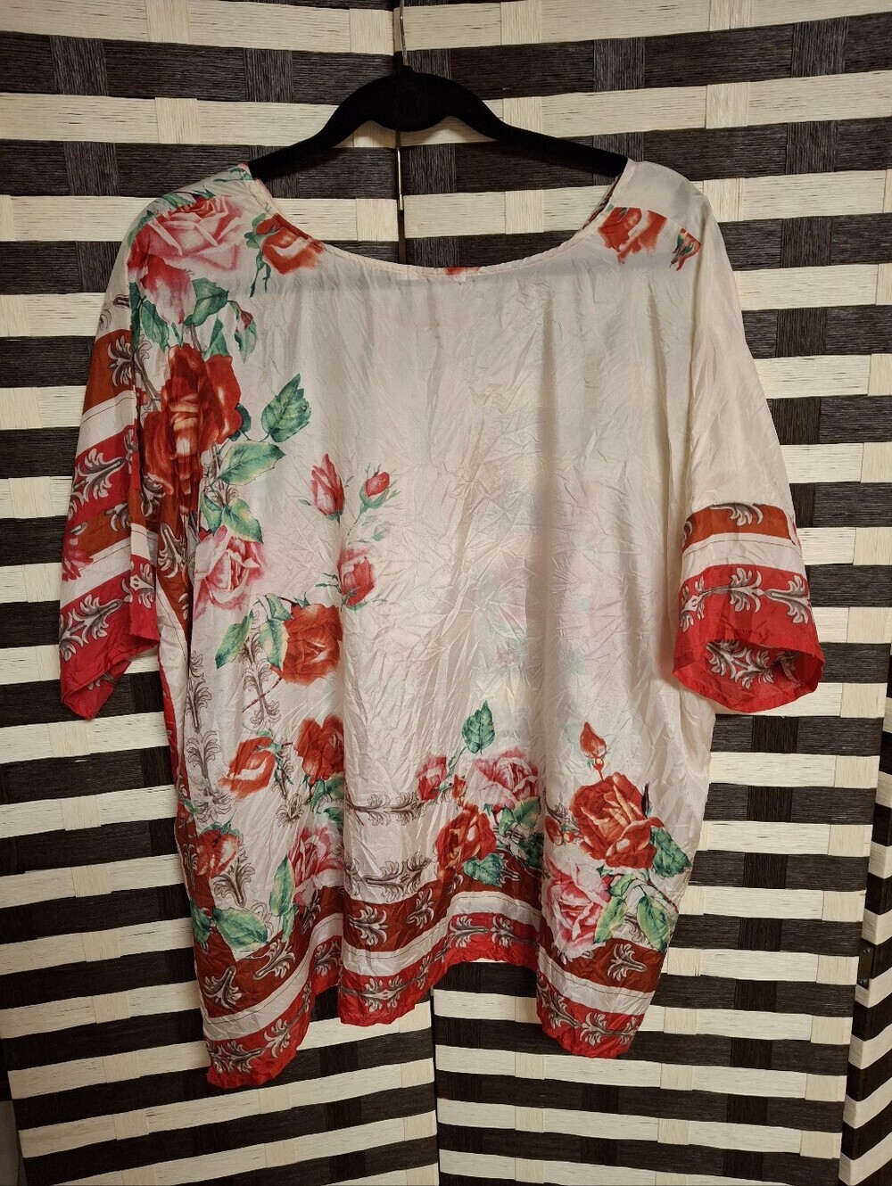 Johnny Was Secret Garden Silk Floral Tunic Blouse Poncho Top Women Size Large - Picture 6 of 16